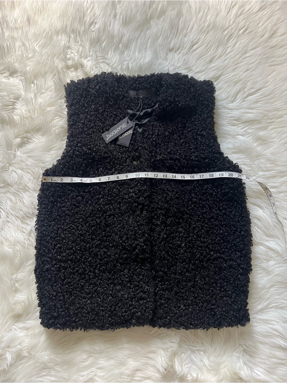 Blank NYC Womens Black Curly Faux-Sherpa Button Vest - Picture 5 of 9